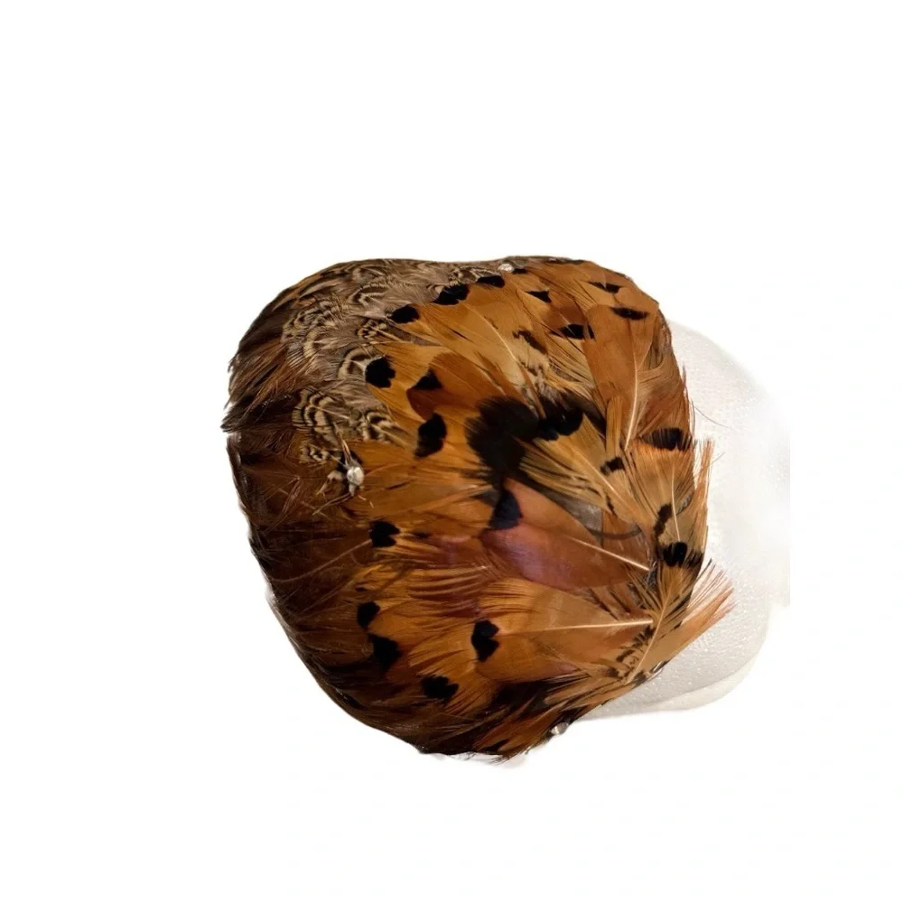 Bundle (2) Vintage Fascinator Pillbox Whimsy Hats 40-60s Pheasant Feather & Mink - Picture 16 of 17